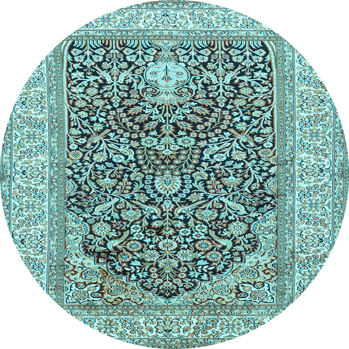 Round Persian Light Blue Traditional Rug, tr1016lblu