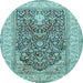 Round Persian Light Blue Traditional Rug, tr1016lblu