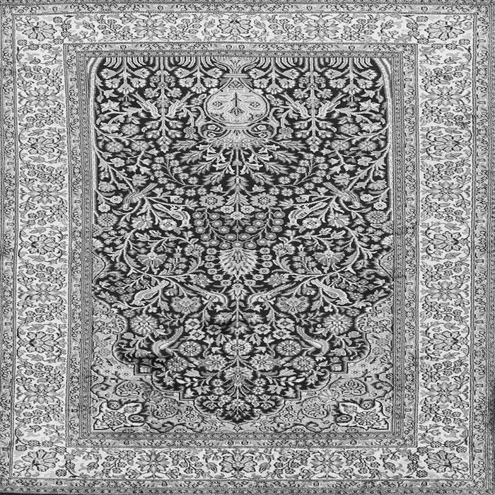 Round Machine Washable Persian Gray Traditional Rug, wshtr1016gry