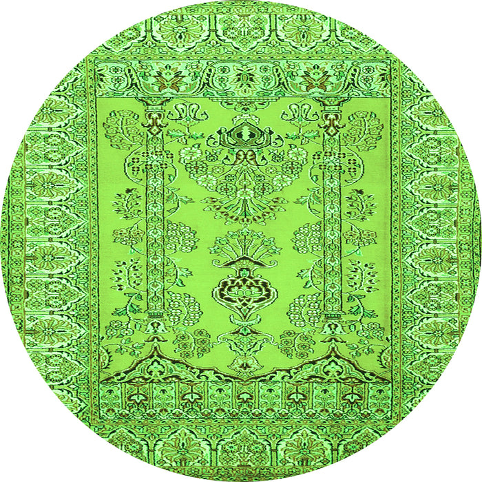 Square Persian Green Traditional Rug, tr1017grn