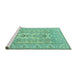 Sideview of Machine Washable Persian Turquoise Traditional Area Rugs, wshtr1017turq