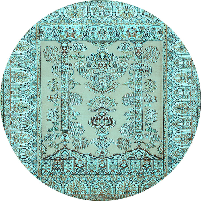 Round Persian Light Blue Traditional Rug, tr1017lblu