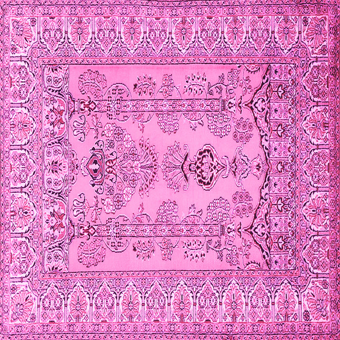 Square Machine Washable Persian Pink Traditional Rug, wshtr1017pnk