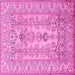 Square Machine Washable Persian Pink Traditional Rug, wshtr1017pnk