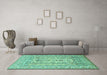 Machine Washable Persian Turquoise Traditional Area Rugs in a Living Room,, wshtr1017turq