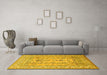 Machine Washable Persian Yellow Traditional Rug in a Living Room, wshtr1017yw