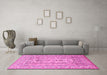 Machine Washable Persian Pink Traditional Rug in a Living Room, wshtr1017pnk