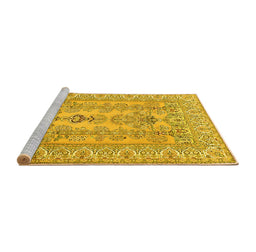 Sideview of Machine Washable Persian Yellow Traditional Rug, wshtr1017yw