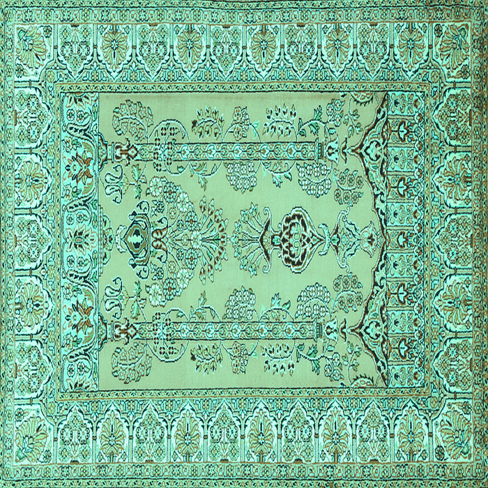Square Machine Washable Persian Turquoise Traditional Area Rugs, wshtr1017turq
