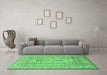 Machine Washable Persian Emerald Green Traditional Area Rugs in a Living Room,, wshtr1017emgrn