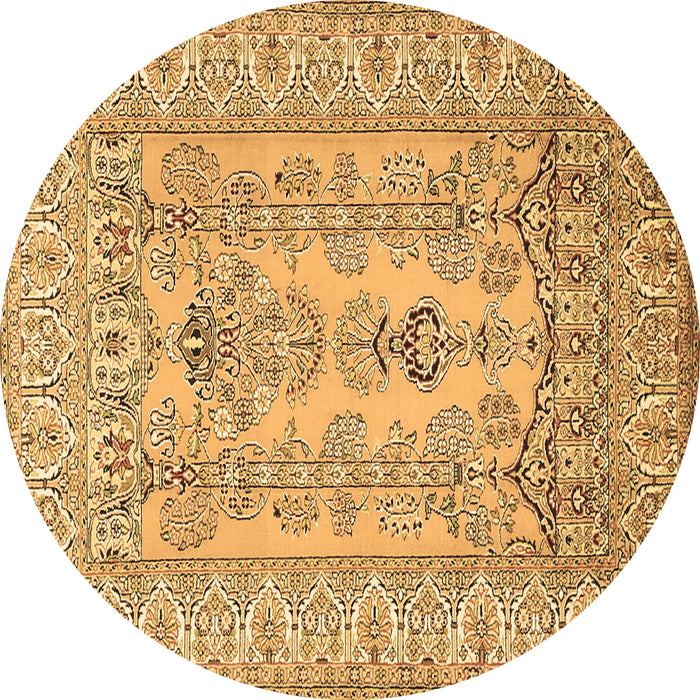 Round Persian Brown Traditional Rug, tr1017brn