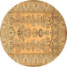 Round Persian Brown Traditional Rug, tr1017brn