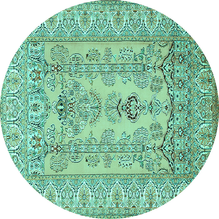Round Persian Turquoise Traditional Rug, tr1017turq