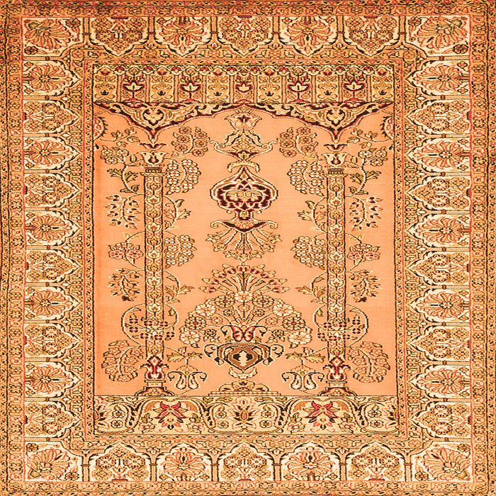 Round Machine Washable Persian Orange Traditional Area Rugs, wshtr1017org
