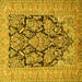 Square Machine Washable Persian Yellow Traditional Rug, wshtr1018yw