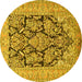 Round Machine Washable Persian Yellow Traditional Rug, wshtr1018yw