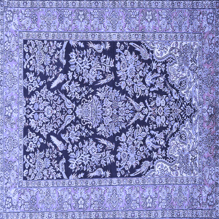 Square Machine Washable Persian Blue Traditional Rug, wshtr1018blu