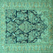 Square Machine Washable Persian Turquoise Traditional Area Rugs, wshtr1018turq