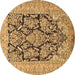 Round Persian Brown Traditional Rug, tr1018brn