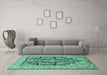 Machine Washable Persian Turquoise Traditional Area Rugs in a Living Room,, wshtr1018turq