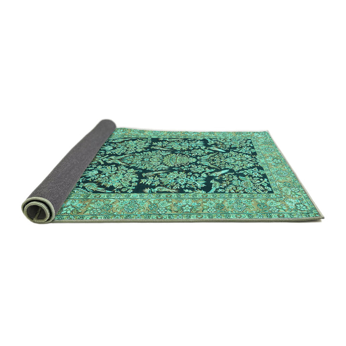 Sideview of Persian Turquoise Traditional Rug, tr1018turq