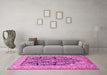 Machine Washable Persian Pink Traditional Rug in a Living Room, wshtr1018pnk