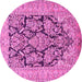 Round Machine Washable Persian Pink Traditional Rug, wshtr1018pnk