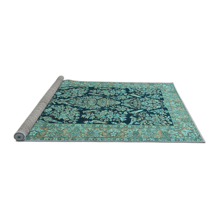 Sideview of Machine Washable Persian Light Blue Traditional Rug, wshtr1018lblu