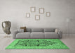 Machine Washable Persian Emerald Green Traditional Area Rugs in a Living Room,, wshtr1018emgrn