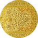 Round Persian Yellow Traditional Rug, tr1019yw