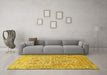 Machine Washable Persian Yellow Traditional Rug in a Living Room, wshtr1019yw