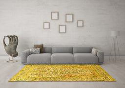 Machine Washable Persian Yellow Traditional Rug in a Living Room, wshtr1019yw