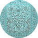 Round Persian Light Blue Traditional Rug, tr1019lblu