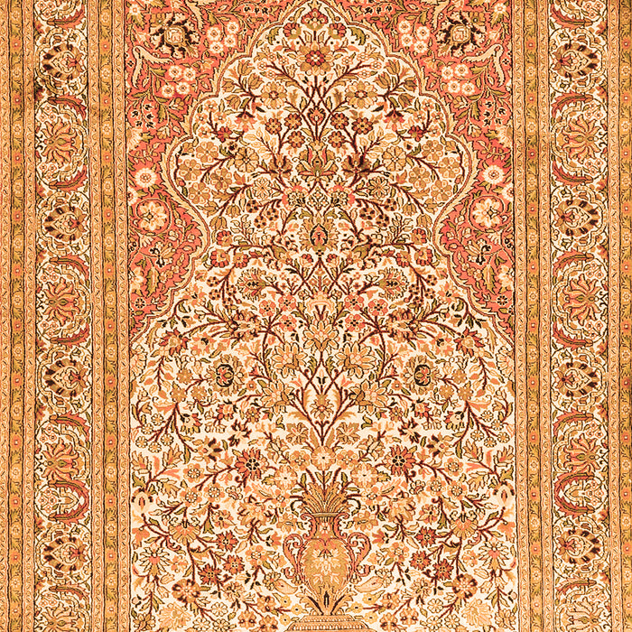 Serging Thickness of Machine Washable Persian Orange Traditional Area Rugs, wshtr1019org