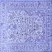 Square Machine Washable Persian Blue Traditional Rug, wshtr1019blu