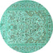 Round Persian Turquoise Traditional Rug, tr1019turq