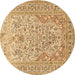 Round Persian Brown Traditional Rug, tr1019brn