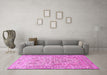 Machine Washable Persian Pink Traditional Rug in a Living Room, wshtr1019pnk