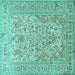 Square Persian Turquoise Traditional Rug, tr1019turq