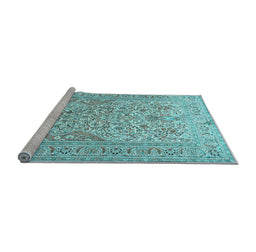 Sideview of Machine Washable Persian Light Blue Traditional Rug, wshtr1019lblu