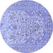 Round Machine Washable Persian Blue Traditional Rug, wshtr1019blu