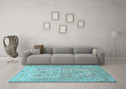 Machine Washable Persian Light Blue Traditional Rug in a Living Room, wshtr1019lblu