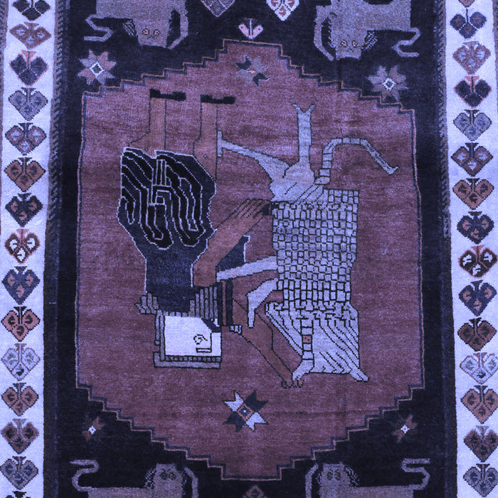 Machine Washable Animal Blue Traditional Rug, wshtr101blu