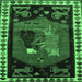 Square Animal Emerald Green Traditional Rug, tr101emgrn