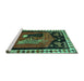 Sideview of Machine Washable Animal Turquoise Traditional Area Rugs, wshtr101turq