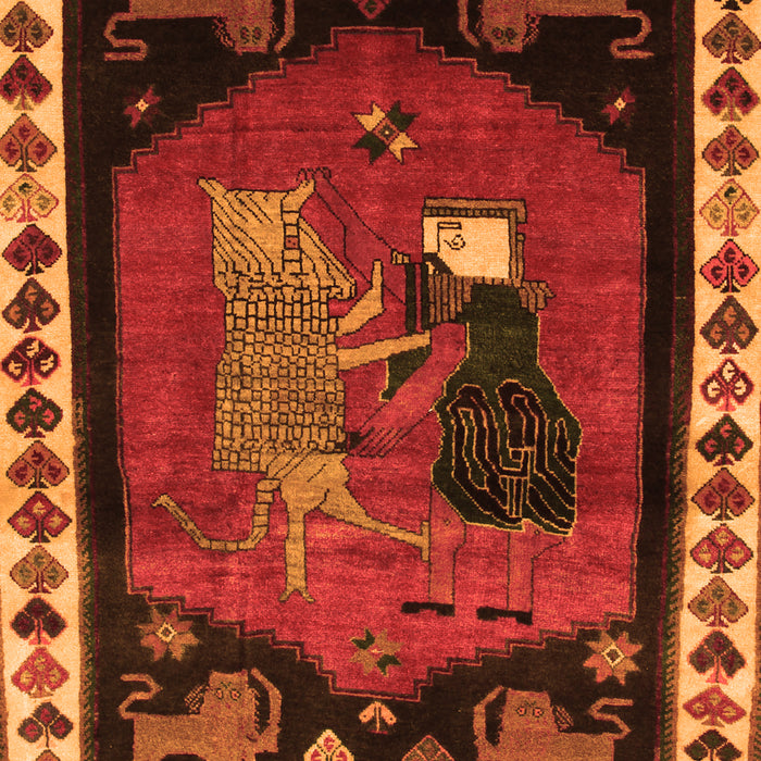 Serging Thickness of Machine Washable Animal Orange Traditional Area Rugs, wshtr101org