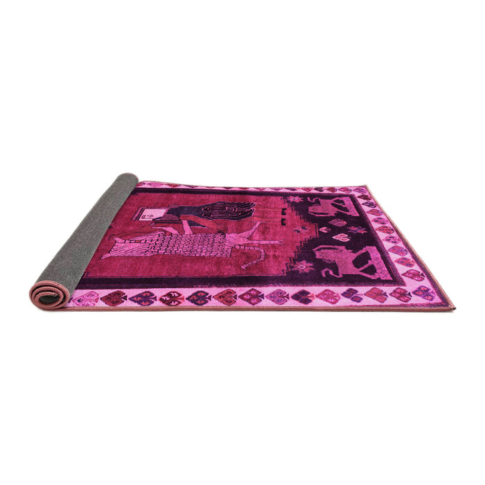 Sideview of Animal Pink Traditional Rug, tr101pnk