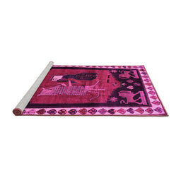 Sideview of Machine Washable Animal Pink Traditional Rug, wshtr101pnk