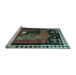 Sideview of Machine Washable Animal Light Blue Traditional Rug, wshtr101lblu