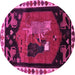 Round Animal Pink Traditional Rug, tr101pnk